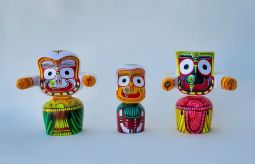 #4. Jagannatha Baladeva Subhadra Deities 8 inches Mango Wood